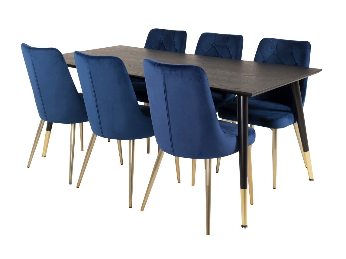 Set de dining Dallas 1256 (Albastru + Auriu)