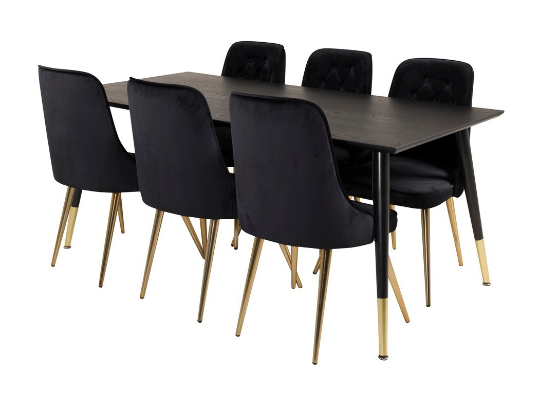 Set de dining Dallas 1256 (Negru + Auriu)