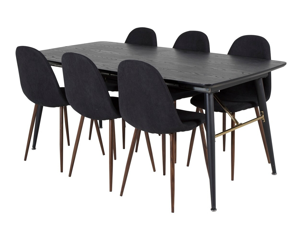 Set de dining Dallas 1443 (Negru + Nuc închis)