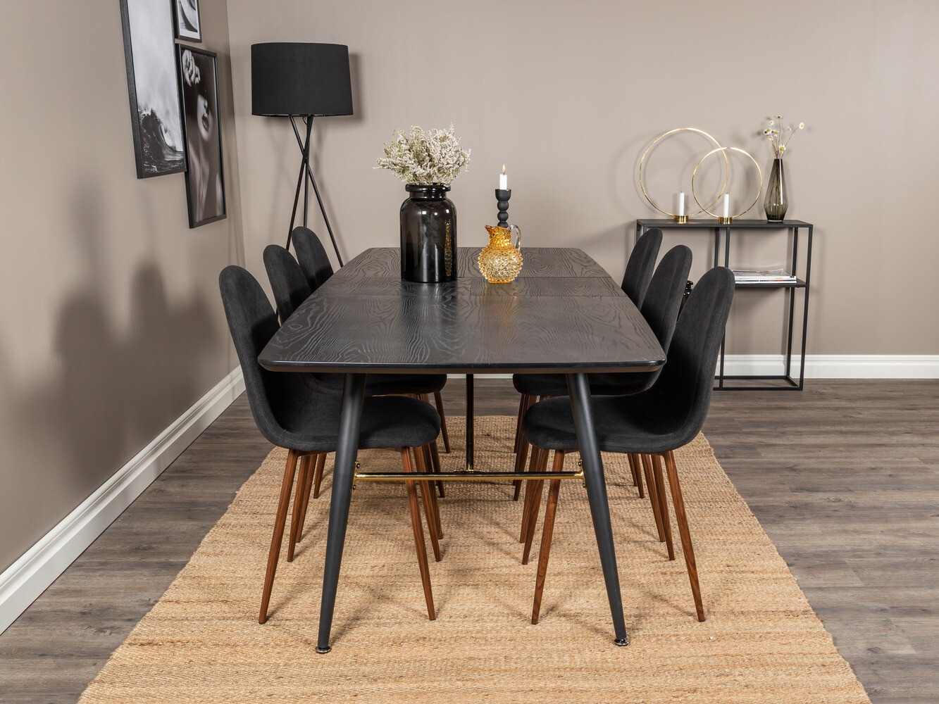 Set de dining Dallas 1443 (Negru + Nuca)