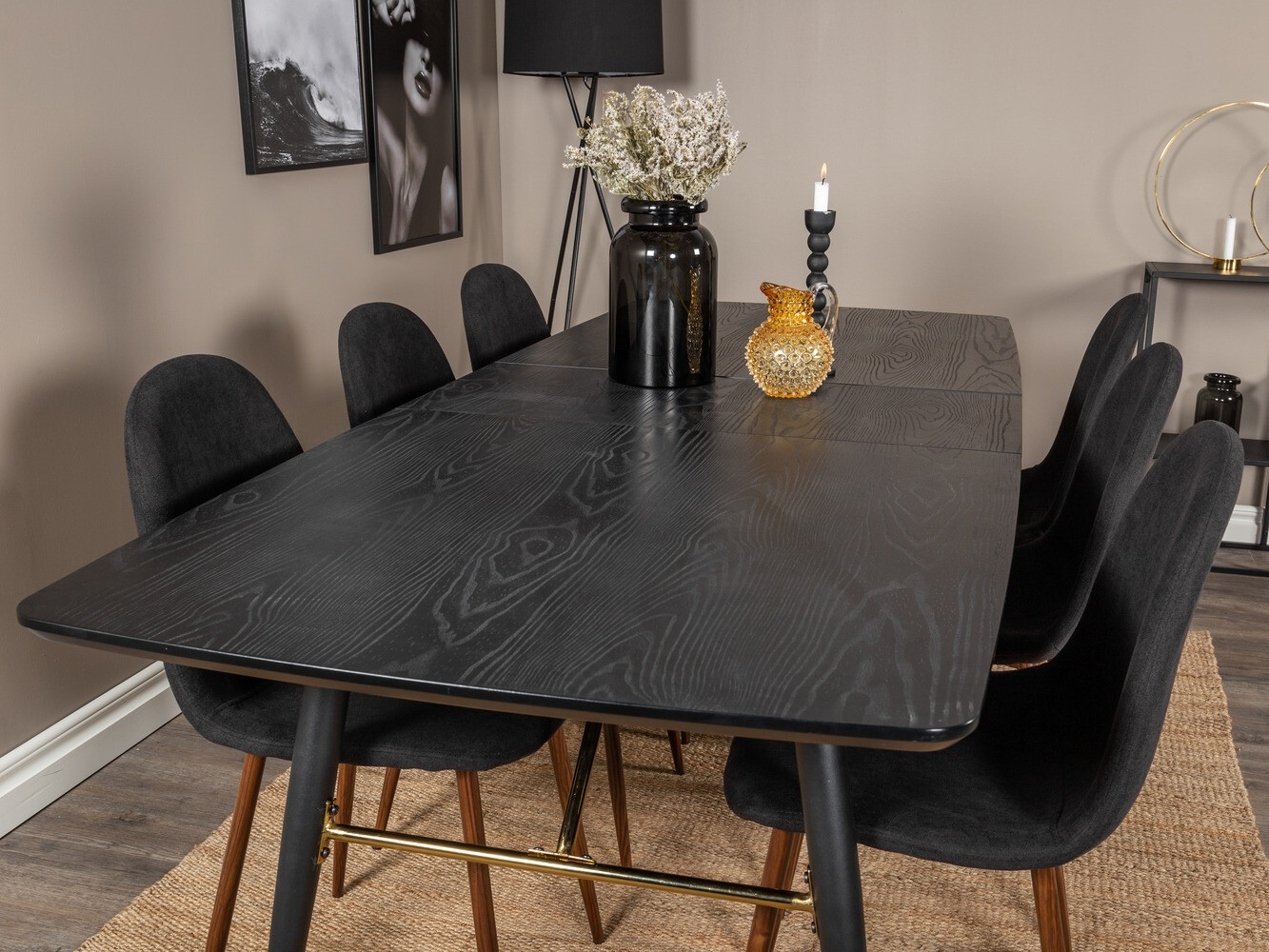 Set de dining Dallas 1443 (Negru + Nuca)