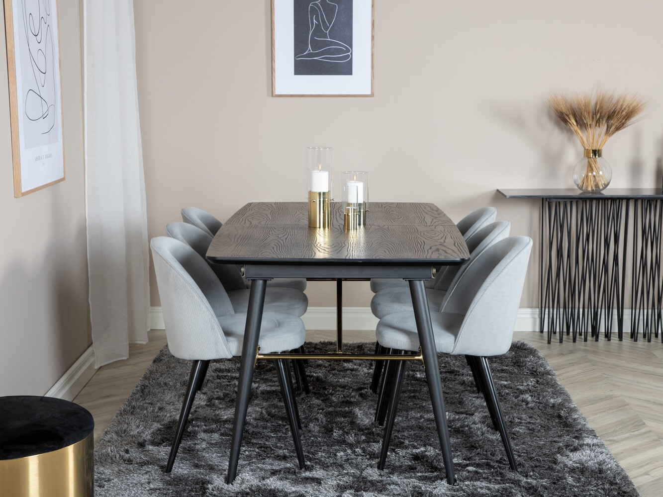 Set de dining Dallas 1447 (Gri deschis + Negru)