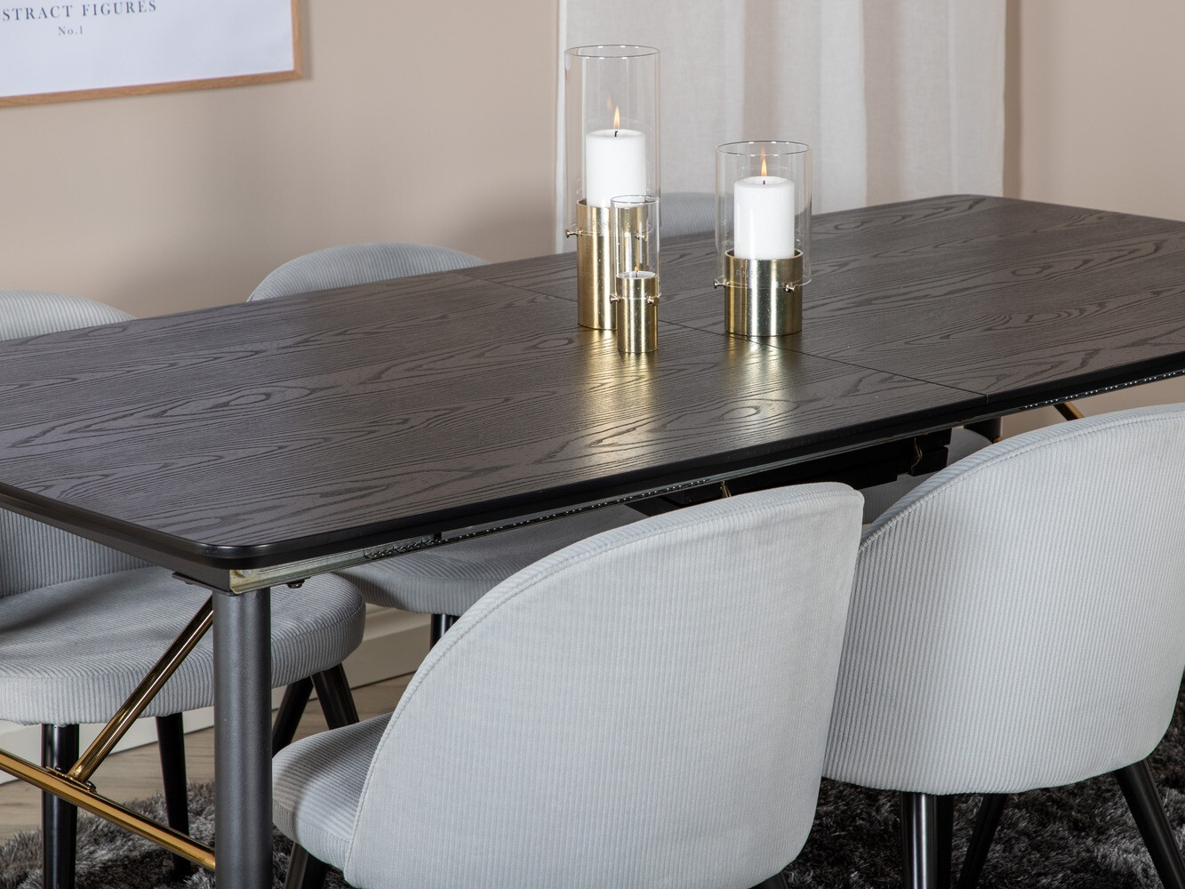 Set de dining Dallas 1447 (Gri deschis + Negru)