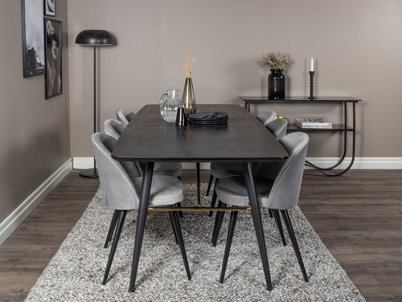 Set de dining Dallas 1449 (Gri deschis + Negru)