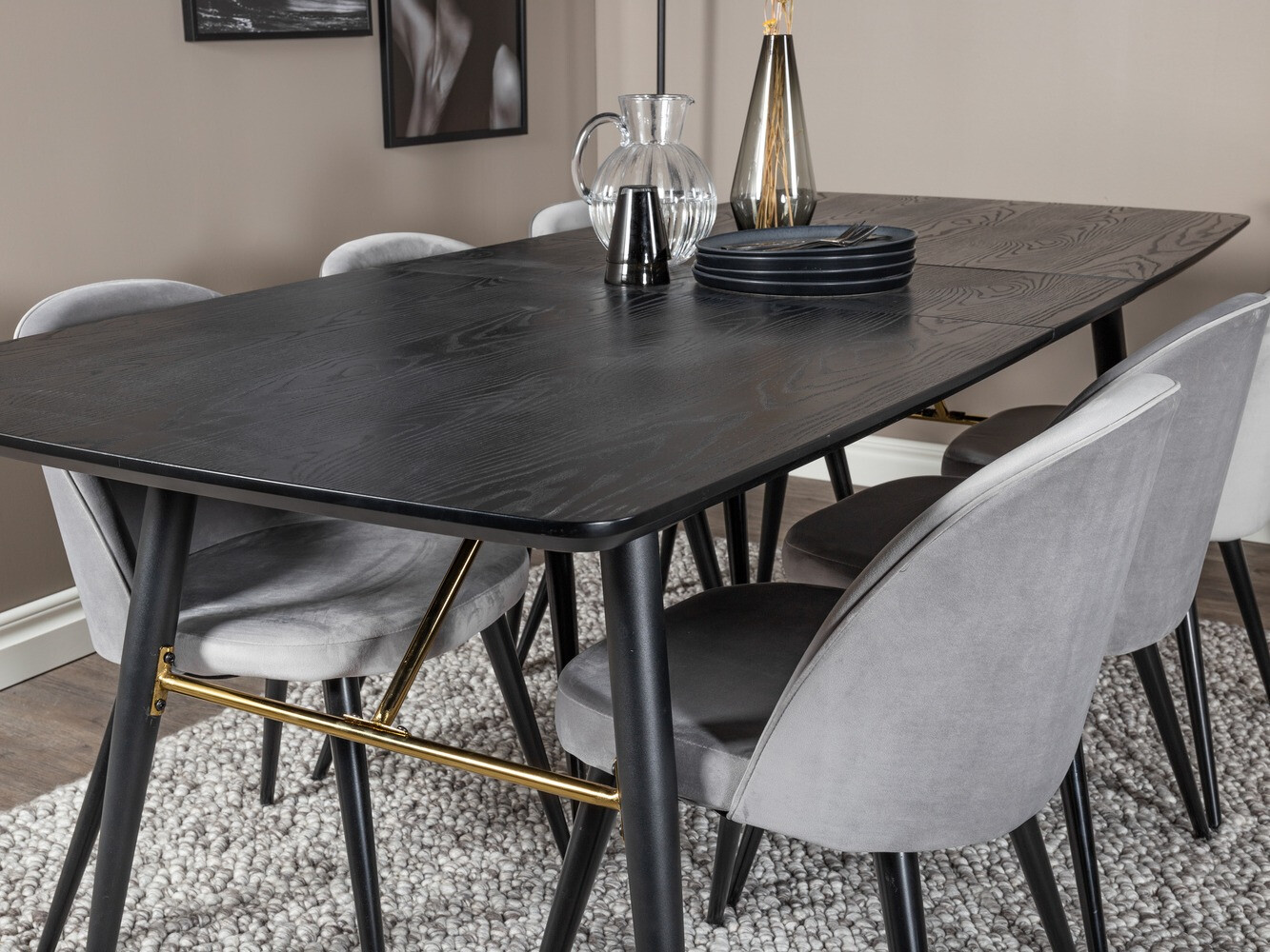 Set de dining Dallas 1449 (Gri deschis + Negru)