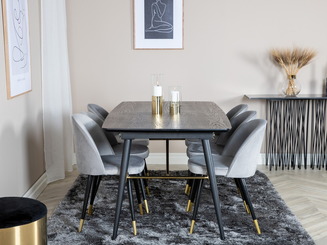 Set de dining Dallas 1451 (Gri deschis + Negru)
