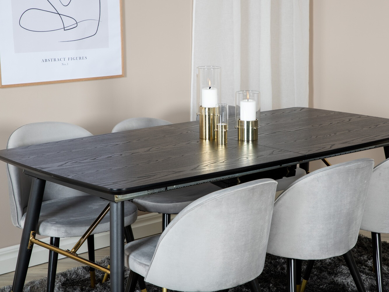 Set de dining Dallas 1451 (Gri deschis + Negru)