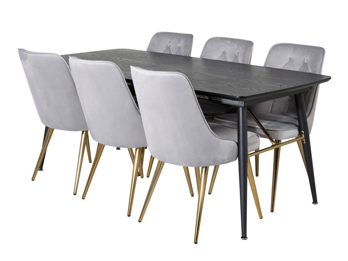 Set de dining Dallas 1453 (Gri deschis + auriu)
