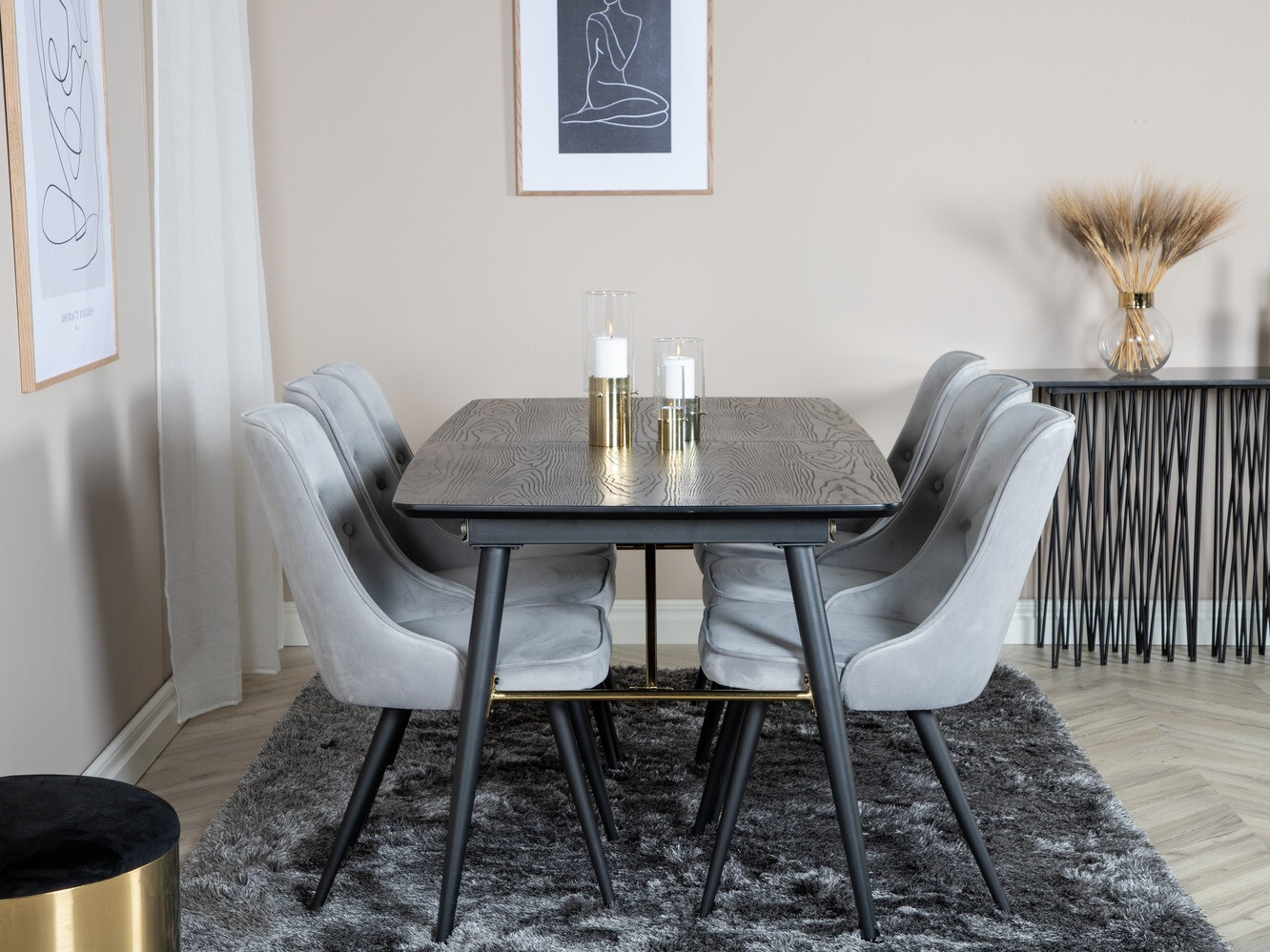 Set de dining Dallas 1453 (Gri deschis + Negru)