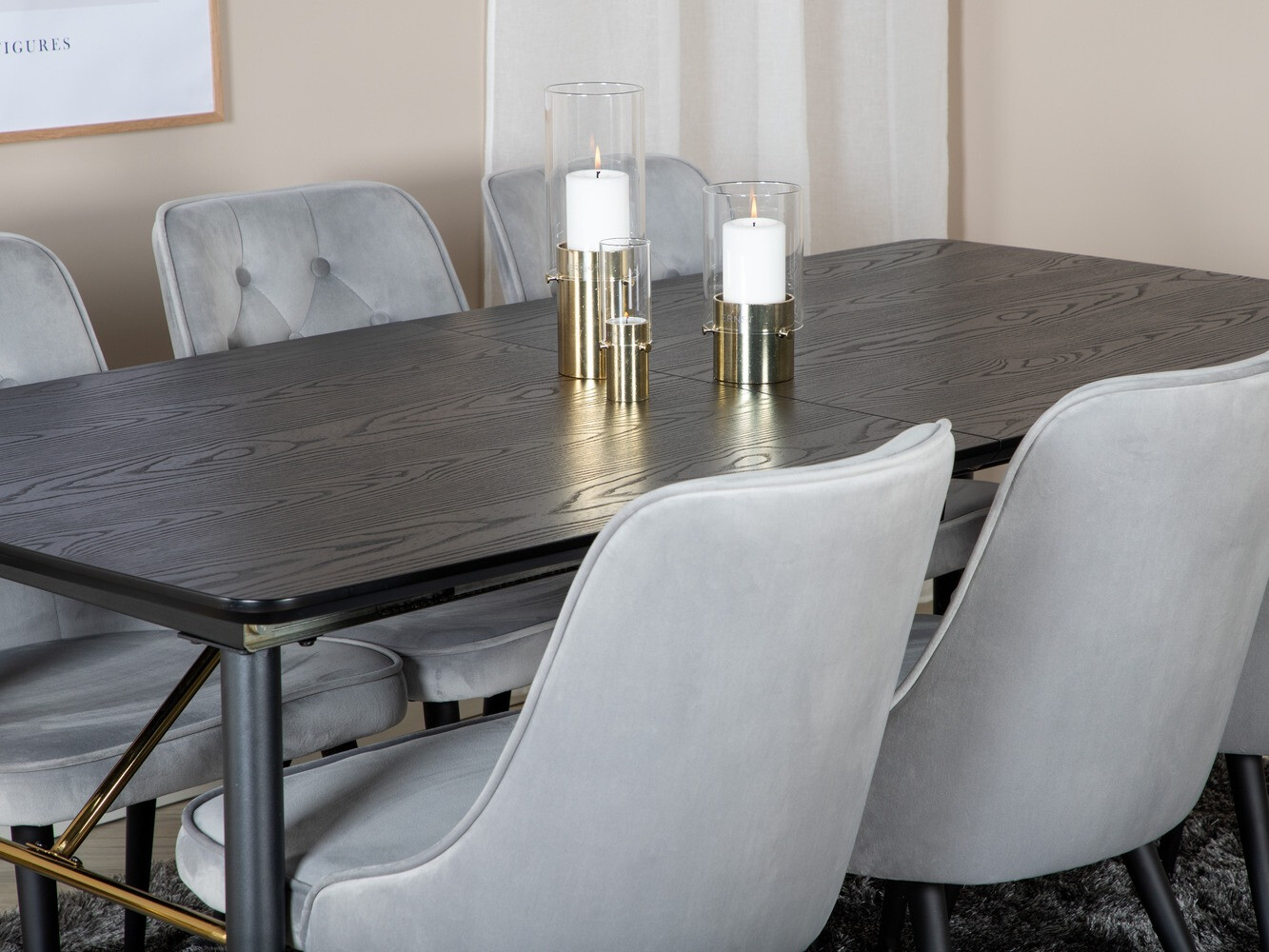Set de dining Dallas 1453 (Gri deschis + Negru)