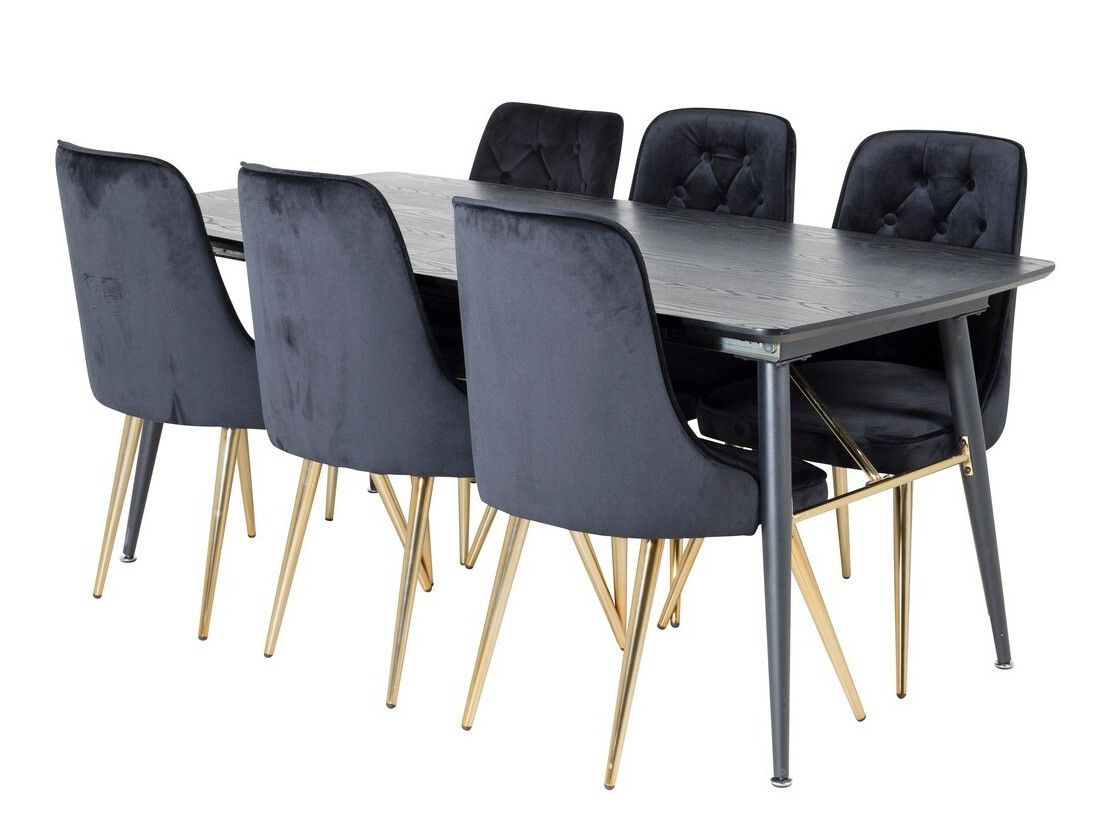 Set de dining Dallas 1453 (Negru + auriu)