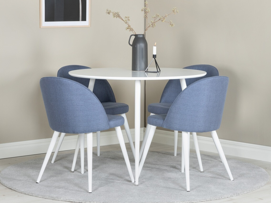 Set de dining Dallas 1536 (Albastru + Alb)