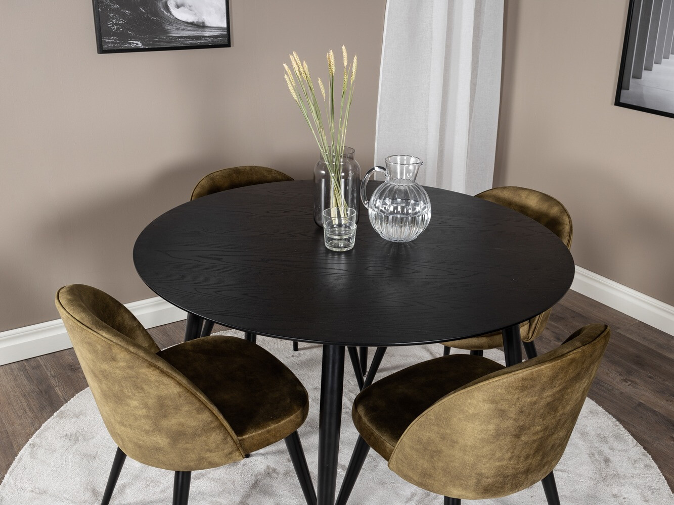 Set de dining Dallas 1559 (Verde prăfuit + Negru)