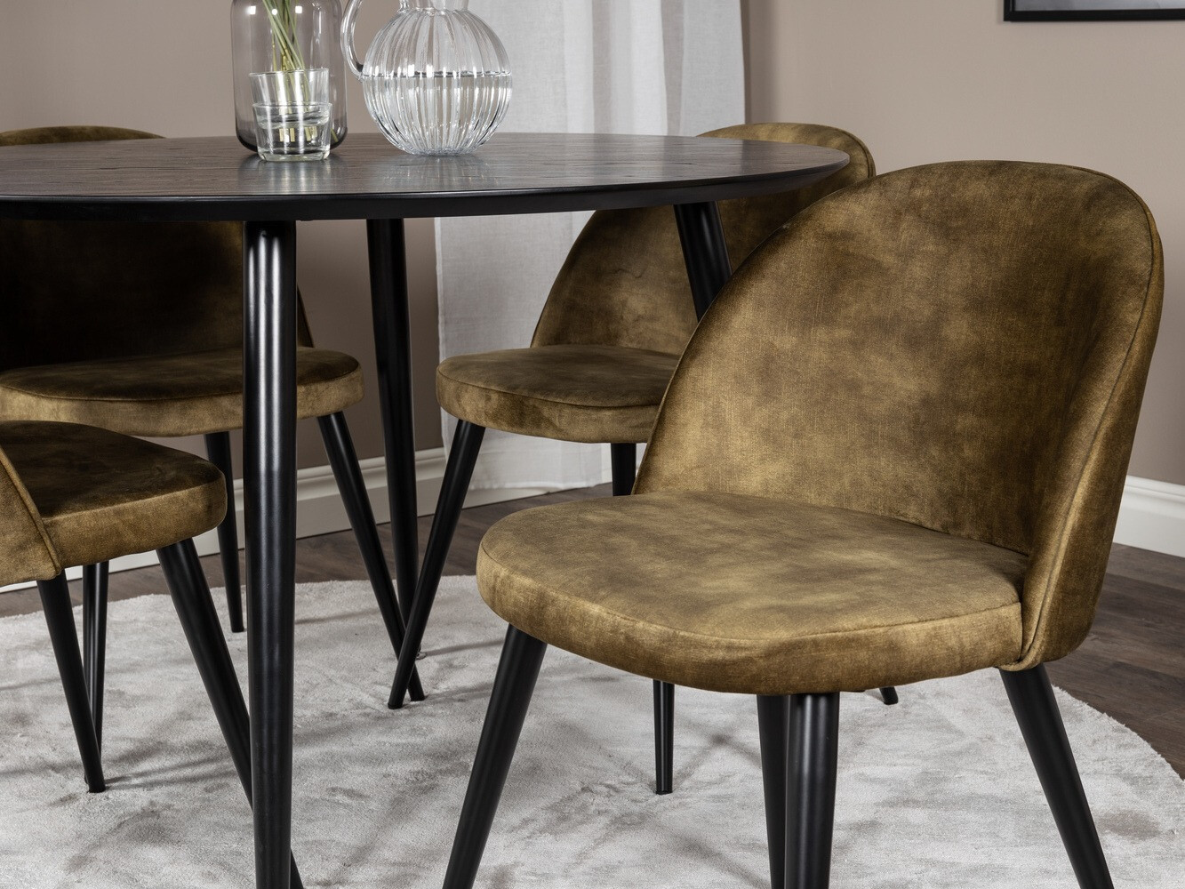 Set de dining Dallas 1559 (Verde prăfuit + Negru)