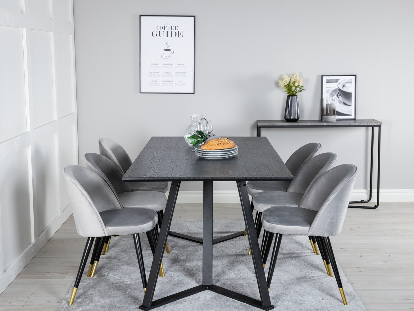 Set de dining Dallas 1583 (Gri + Negru)