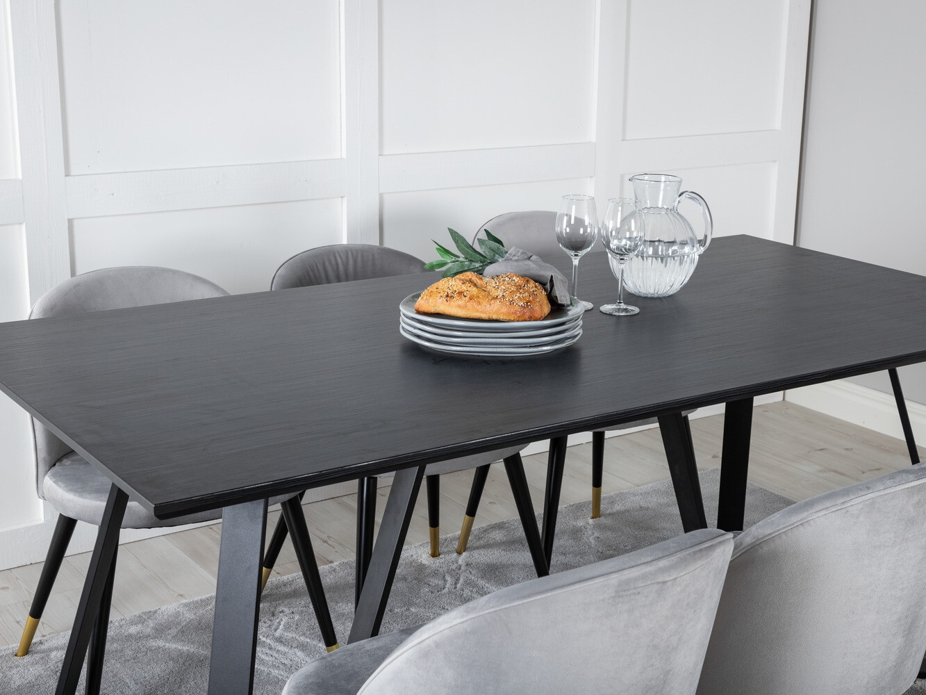 Set de dining Dallas 1583 (Gri + Negru)
