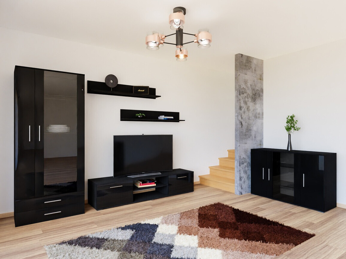 Set camera de zi Tornola 116 (Negru + Negru lucios)