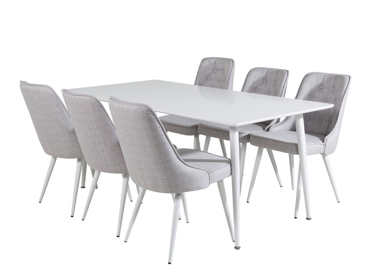 Set de dining Dallas 1625 (Gri deschis + Alb)