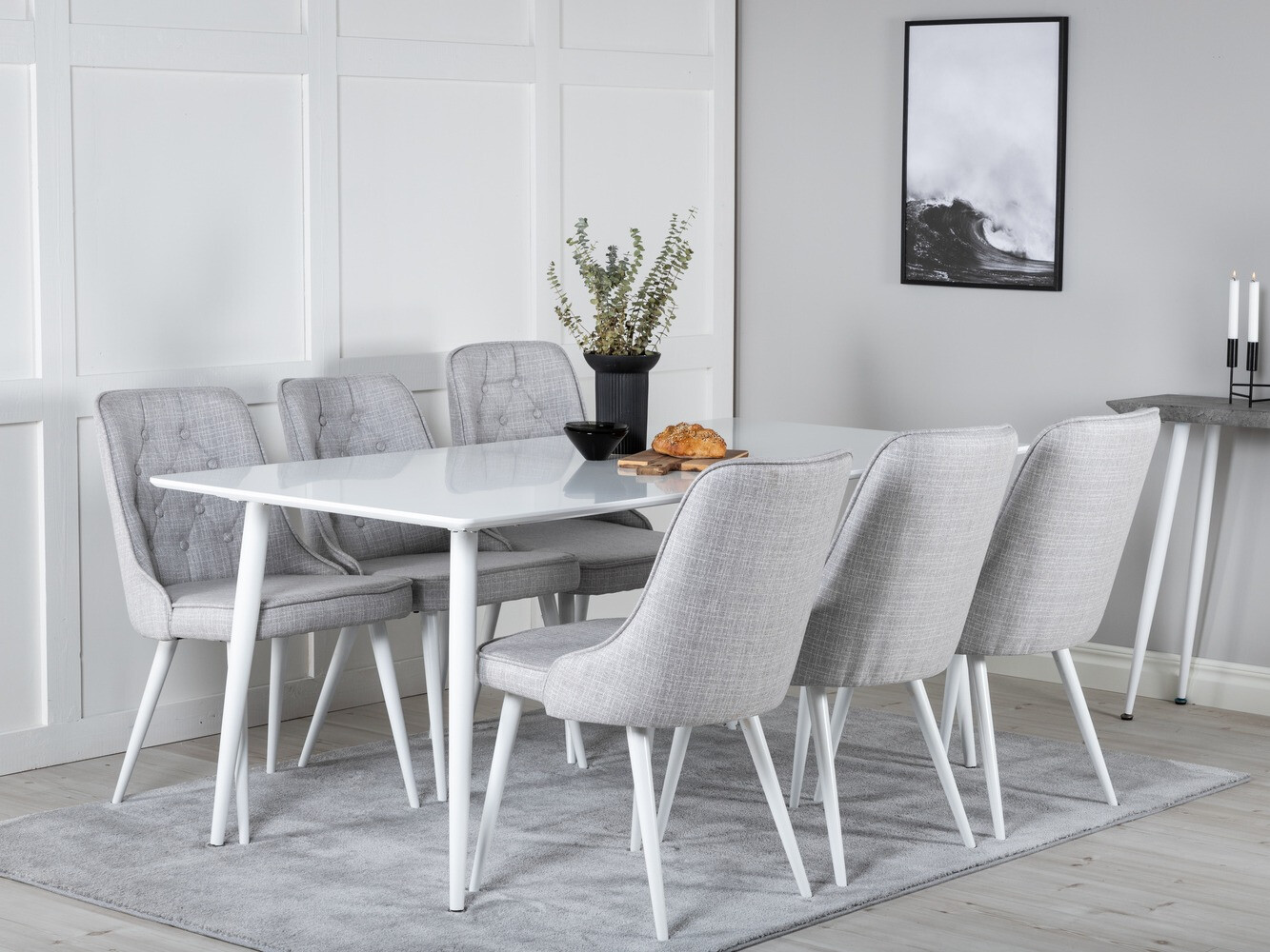 Set de dining Dallas 1625 (Gri deschis + Alb)