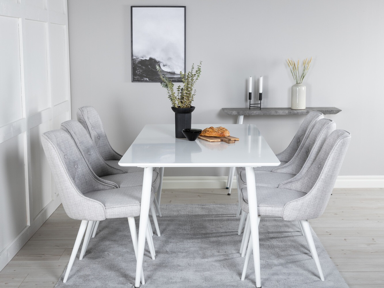 Set de dining Dallas 1625 (Gri deschis + Alb)