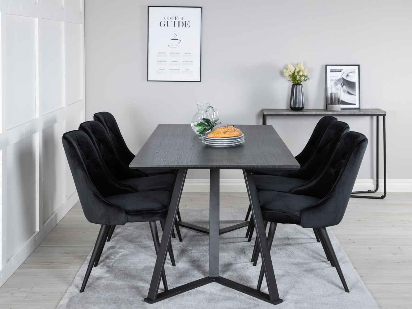 Set de dining Dallas 1628 (Negru)