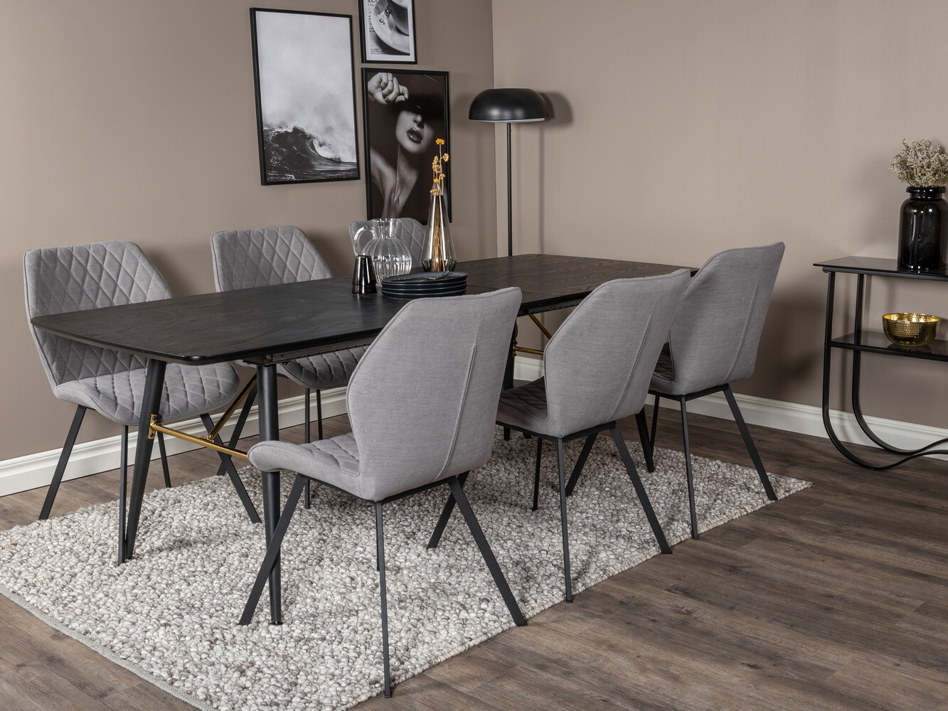 Set de dining Dallas 1647 (Gri + Negru)