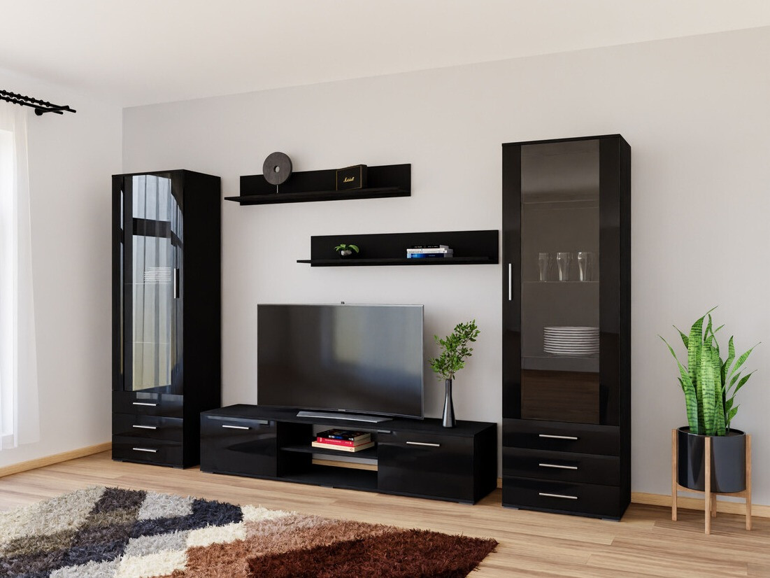 Set de living Tornola 109 (Negru + Negru lucios)