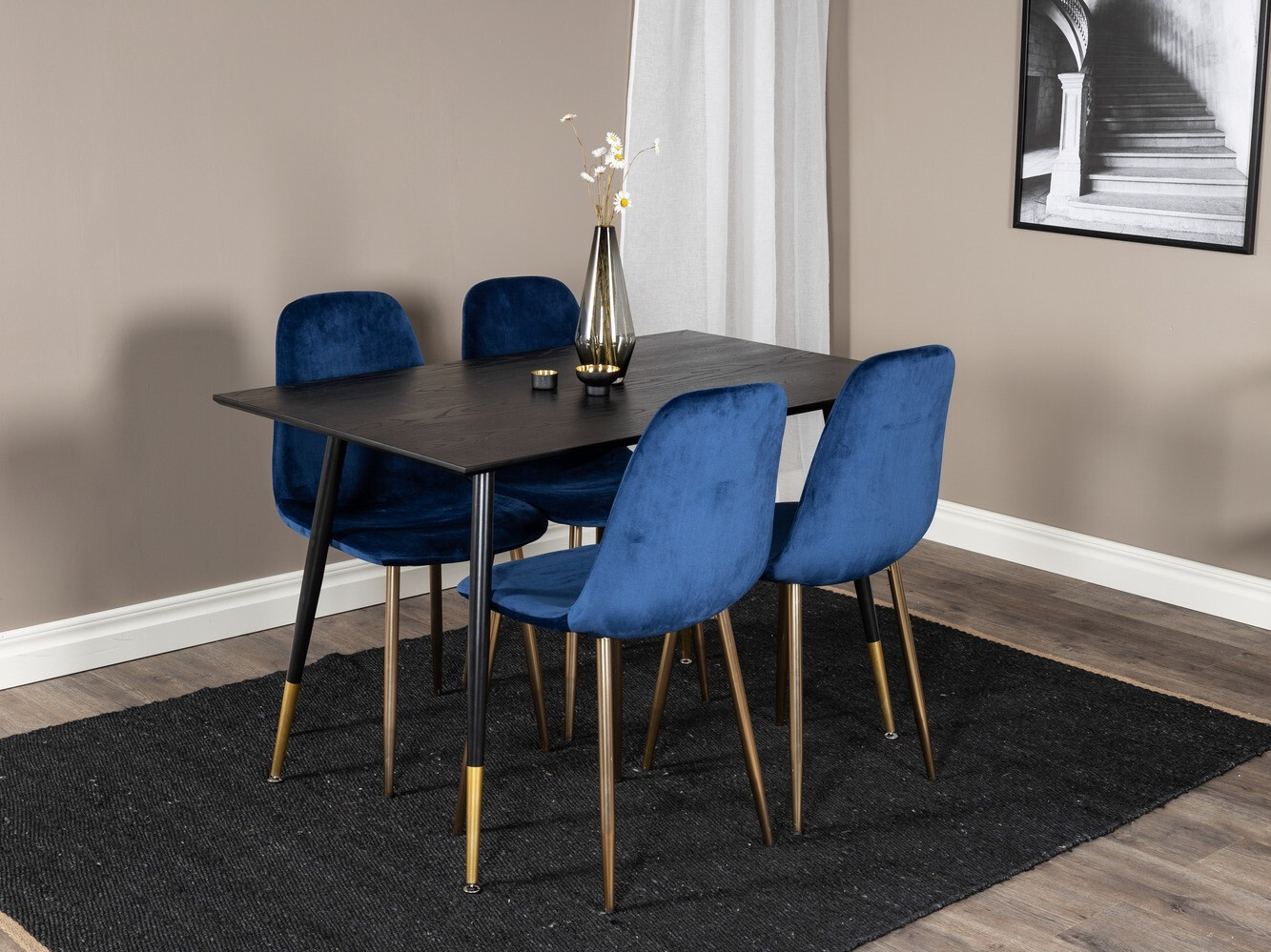 Set de dining Dallas 1693 (Albastru + auriu)