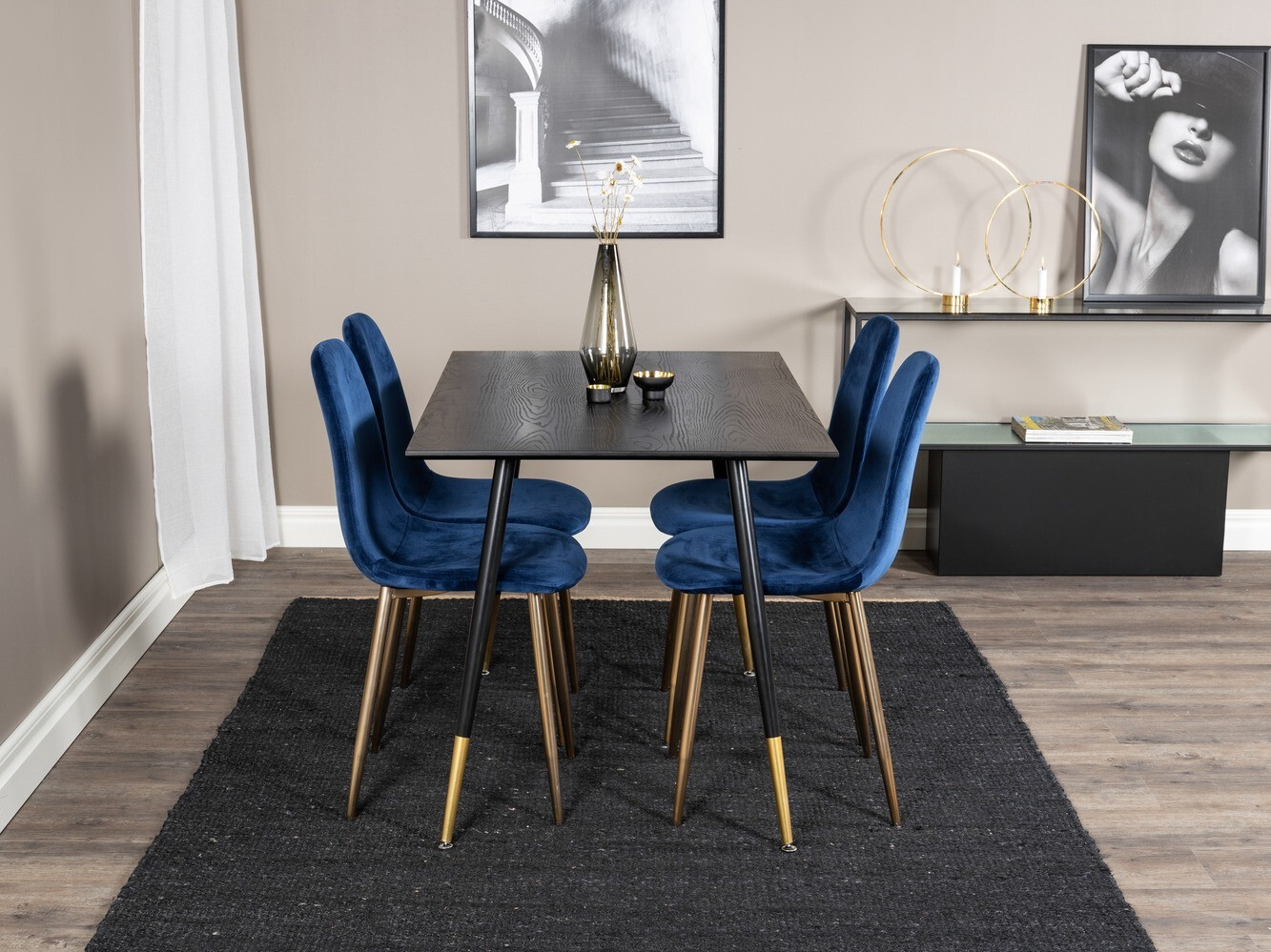 Set de dining Dallas 1693 (Albastru + auriu)