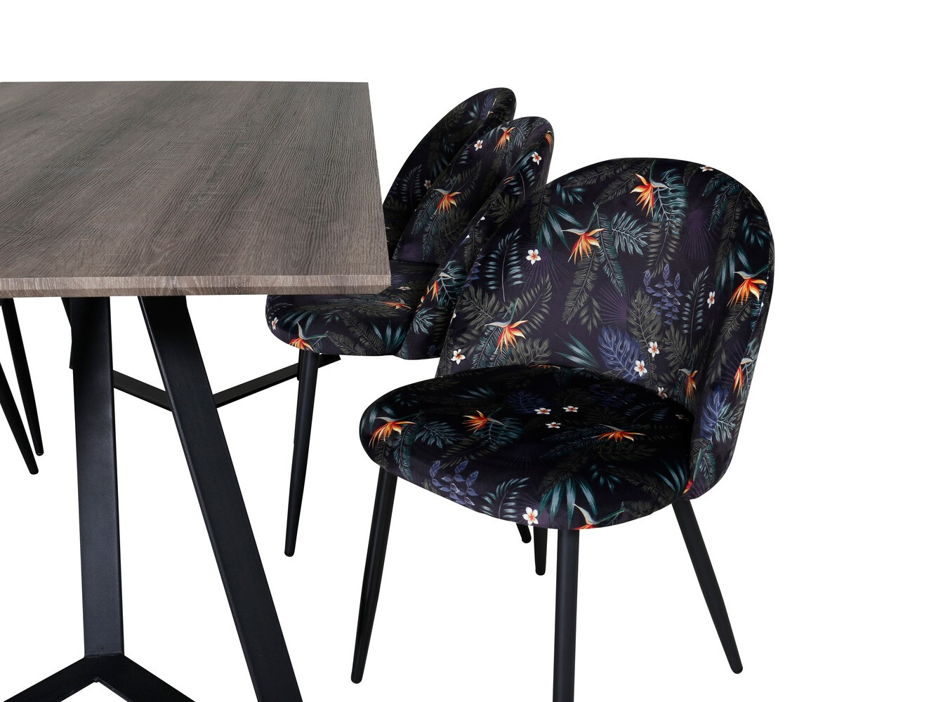 Set de dining Dallas 340 (Model floral + Negru)