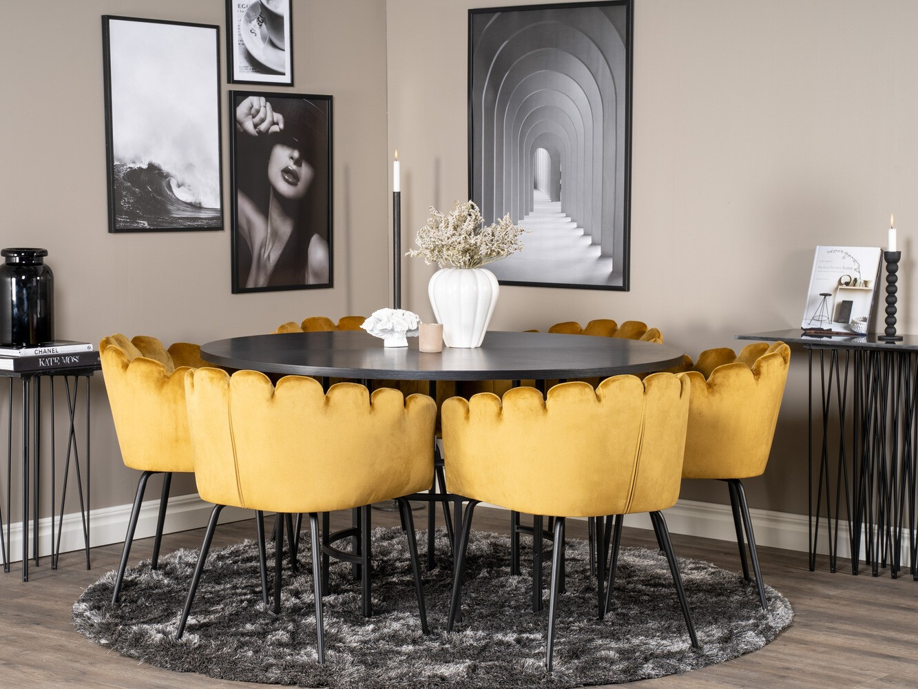 Set de dining Dallas 312 (Galben + Negru)