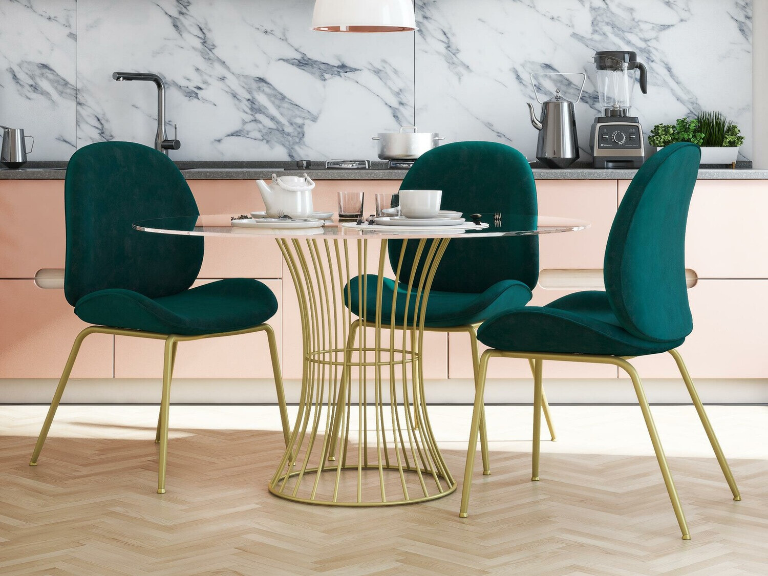 Scaun Tulsa 717 (Verde + Alamă)