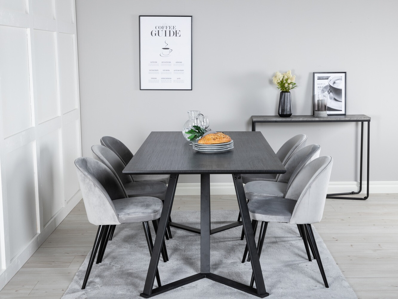 Set de dining Dallas 360 (Gri + Negru)