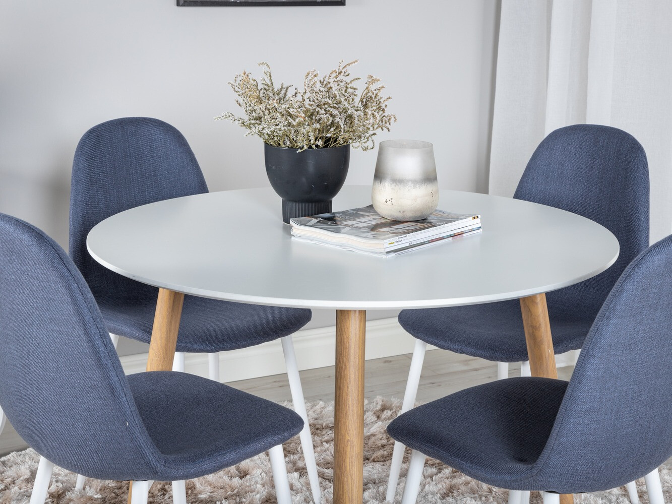 Set de dining Dallas 291 (Albastru + Alb)