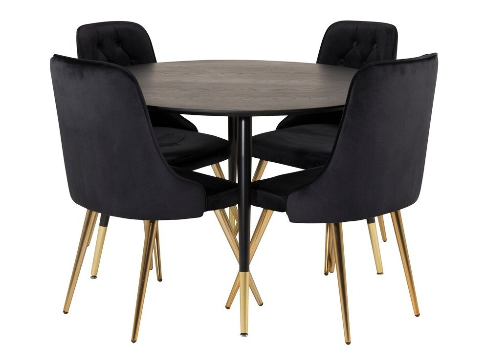 Set de dining Dallas 1178 (Negru + Auriu)