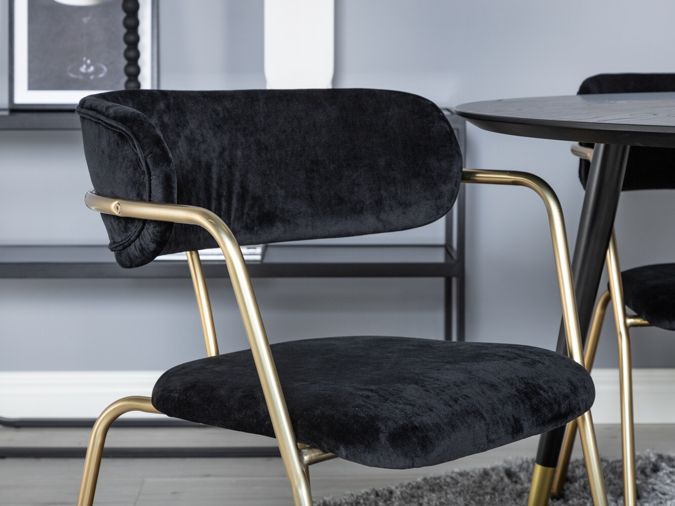 Set de dining Dallas 1180 (Negru + Auriu)