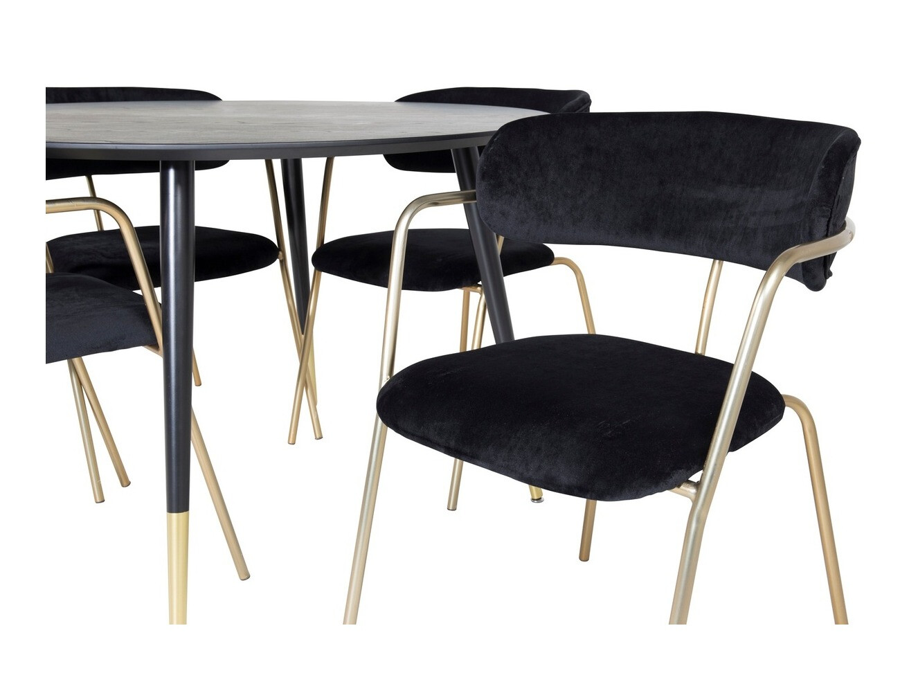 Set de dining Dallas 1180 (Negru + Auriu)