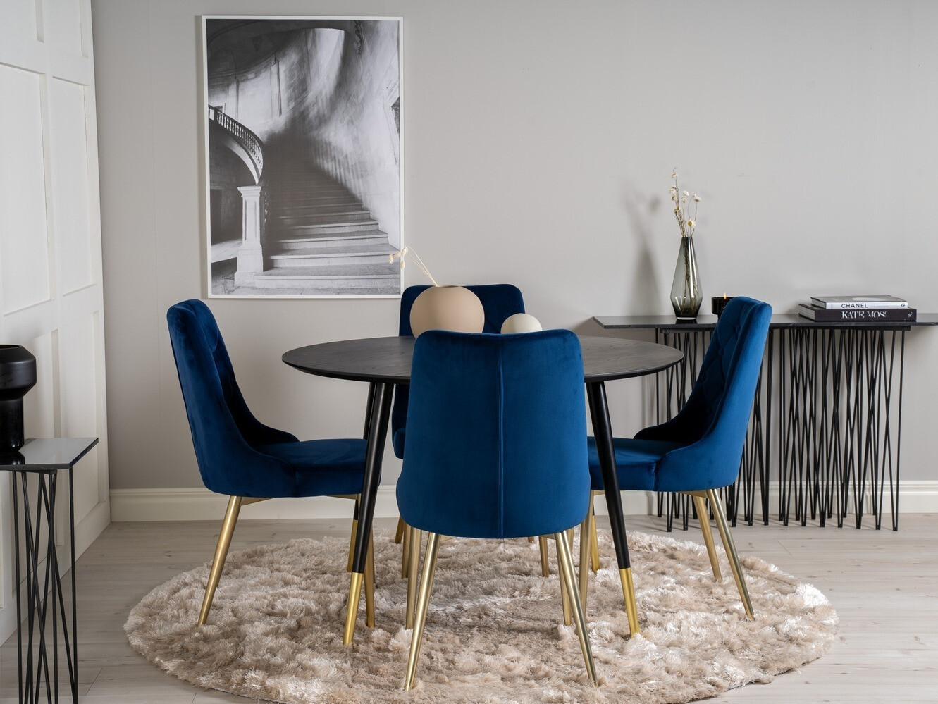 Set de mese Dallas 1178 (Albastru + Auriu)