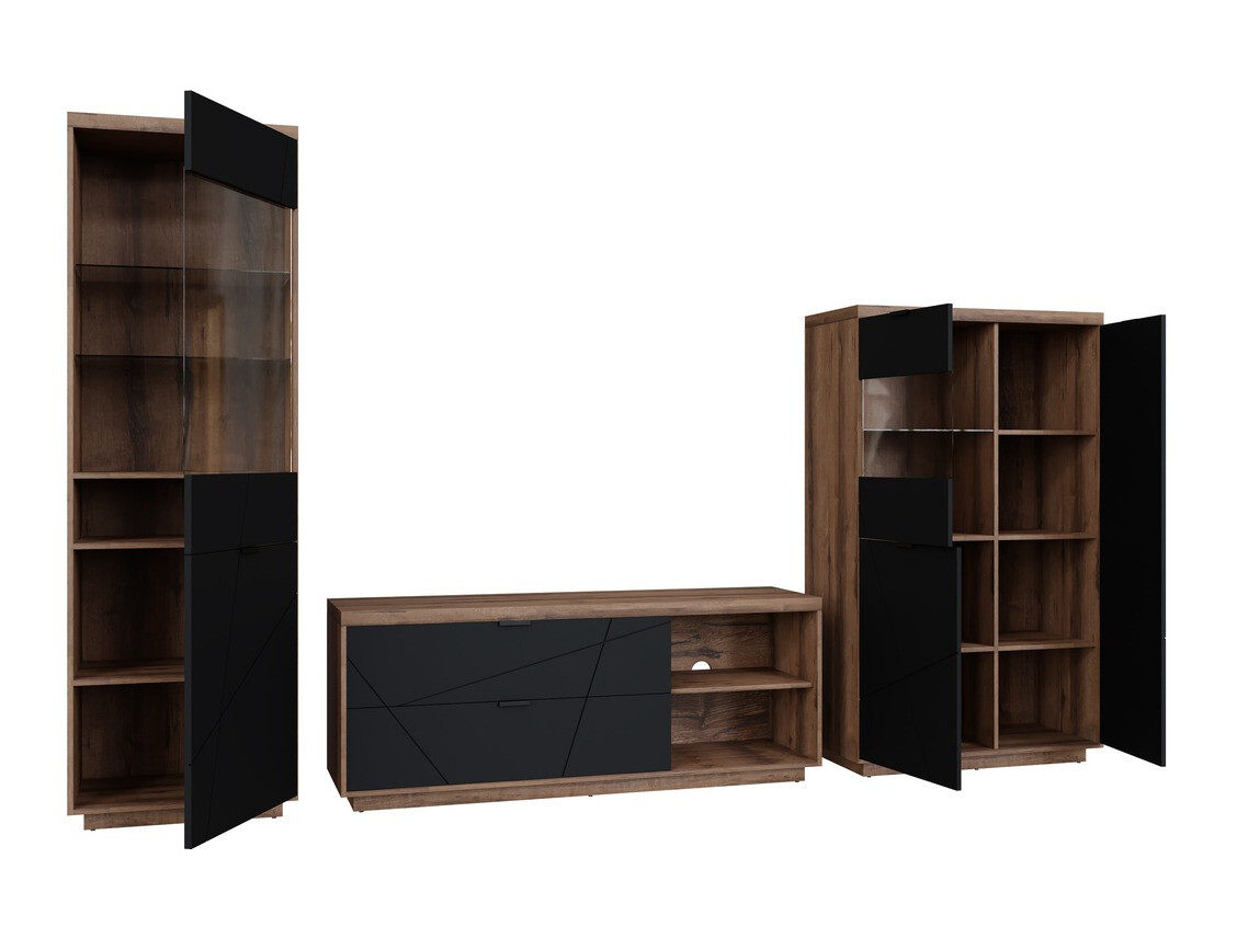 Set de living Fivale 112 (Stejar Delano închis + Negru mat)