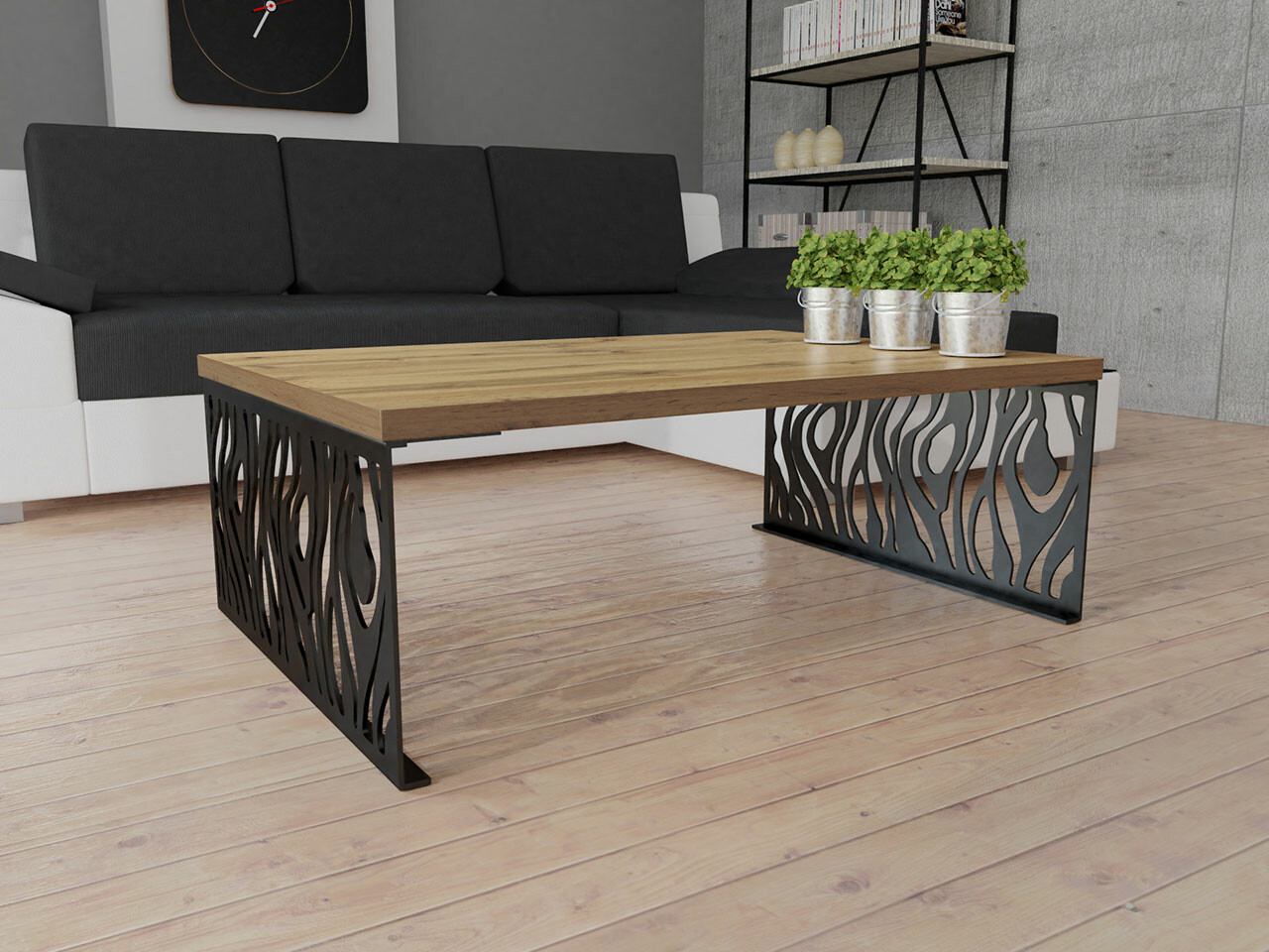 Măsuță de cafea Germantown 108 (Stejar + Negru mat)