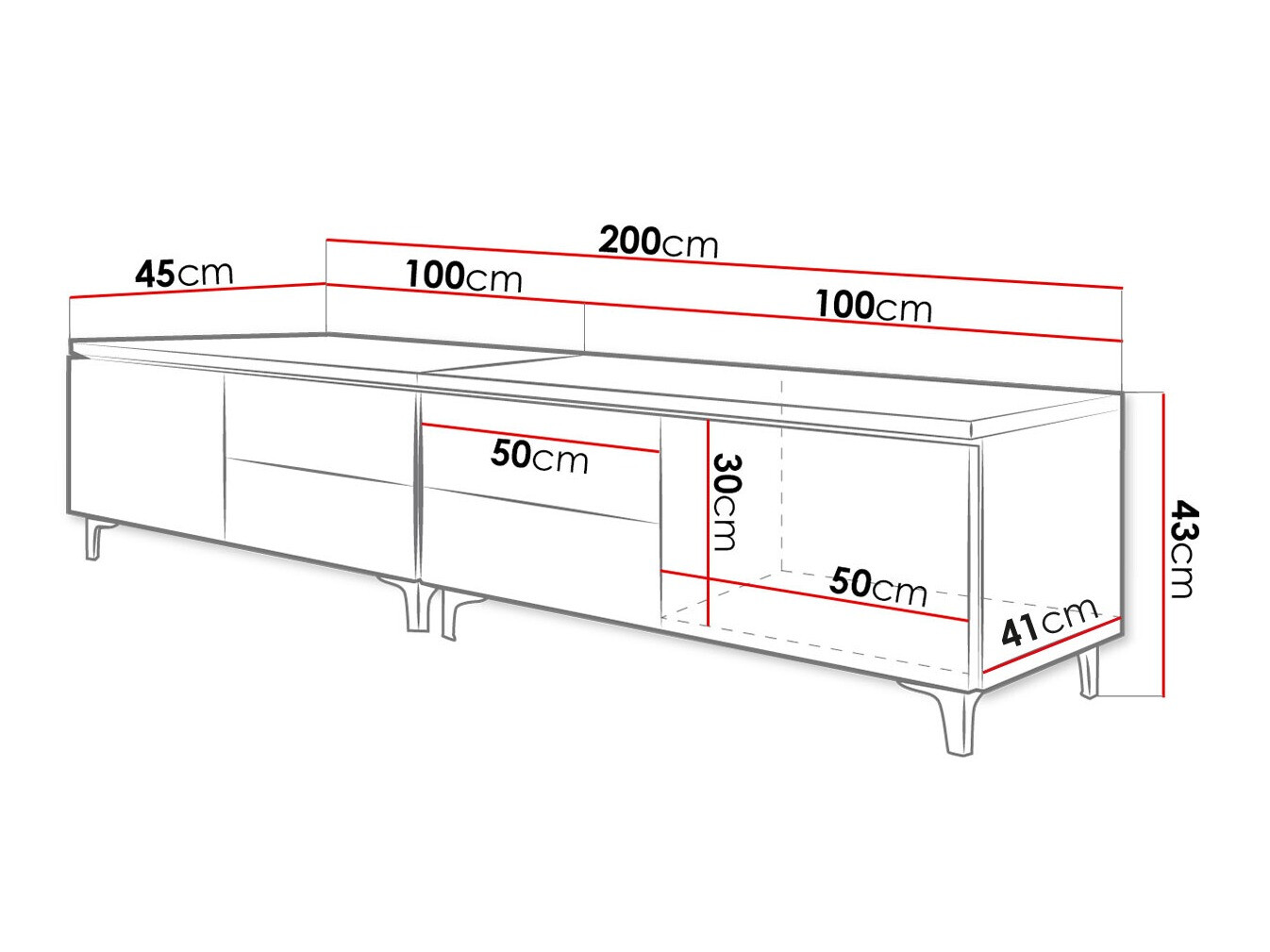 Comodă TV Hortus I (Alb + Alb lucios)