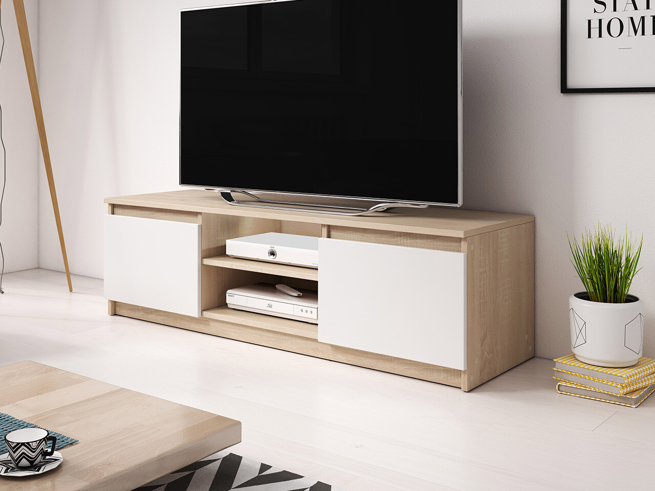 Comodă TV Sarasota 139 (Stejar Sonoma + Alb)