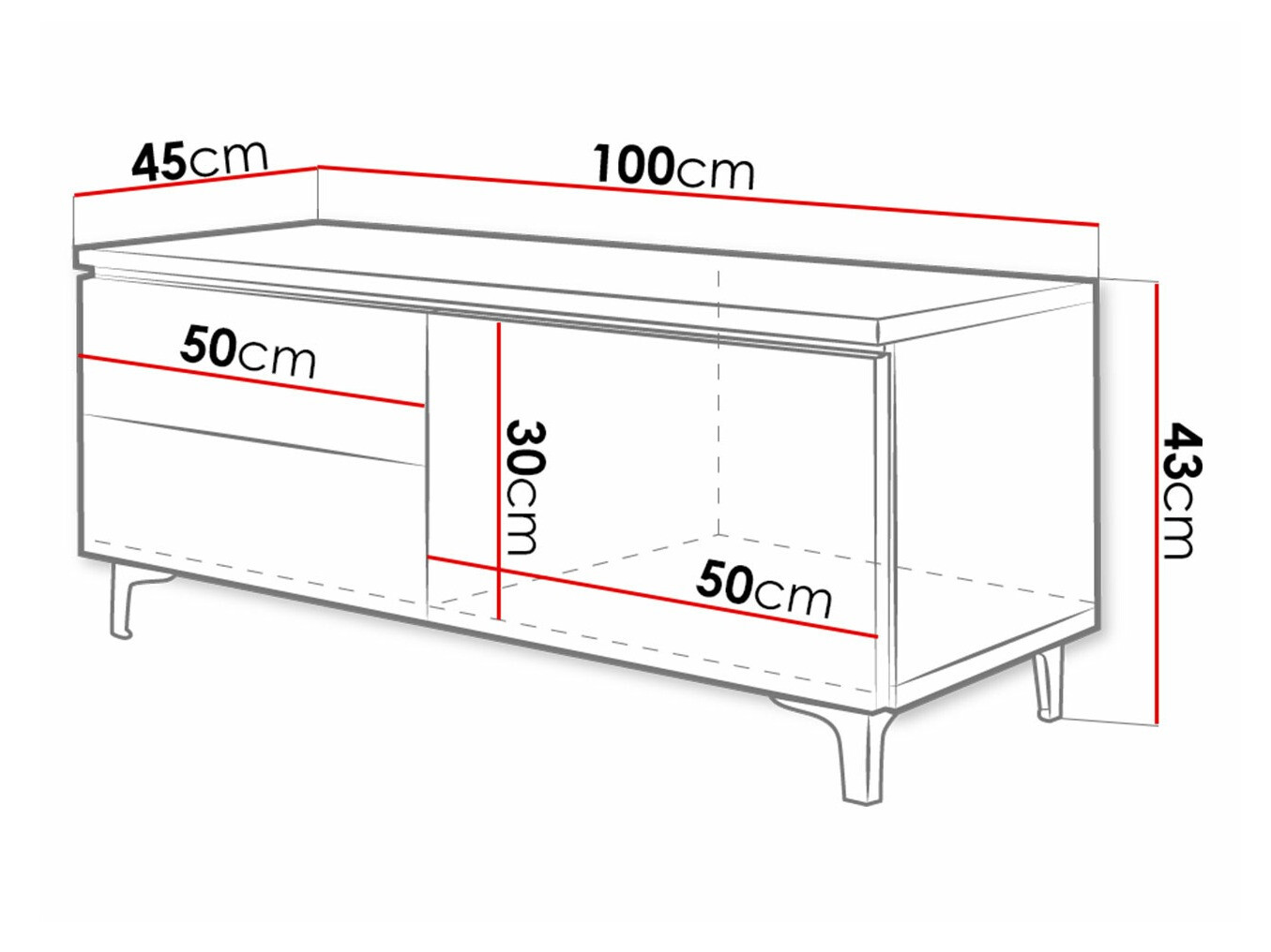 Comodă TV Uva VI (Alb + Alb lucios)