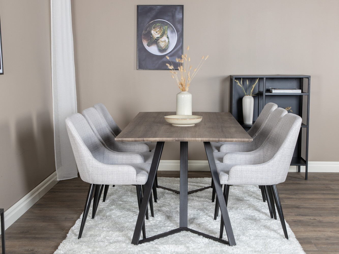 Set de dining Dallas 1345 (Gri deschis + Negru)