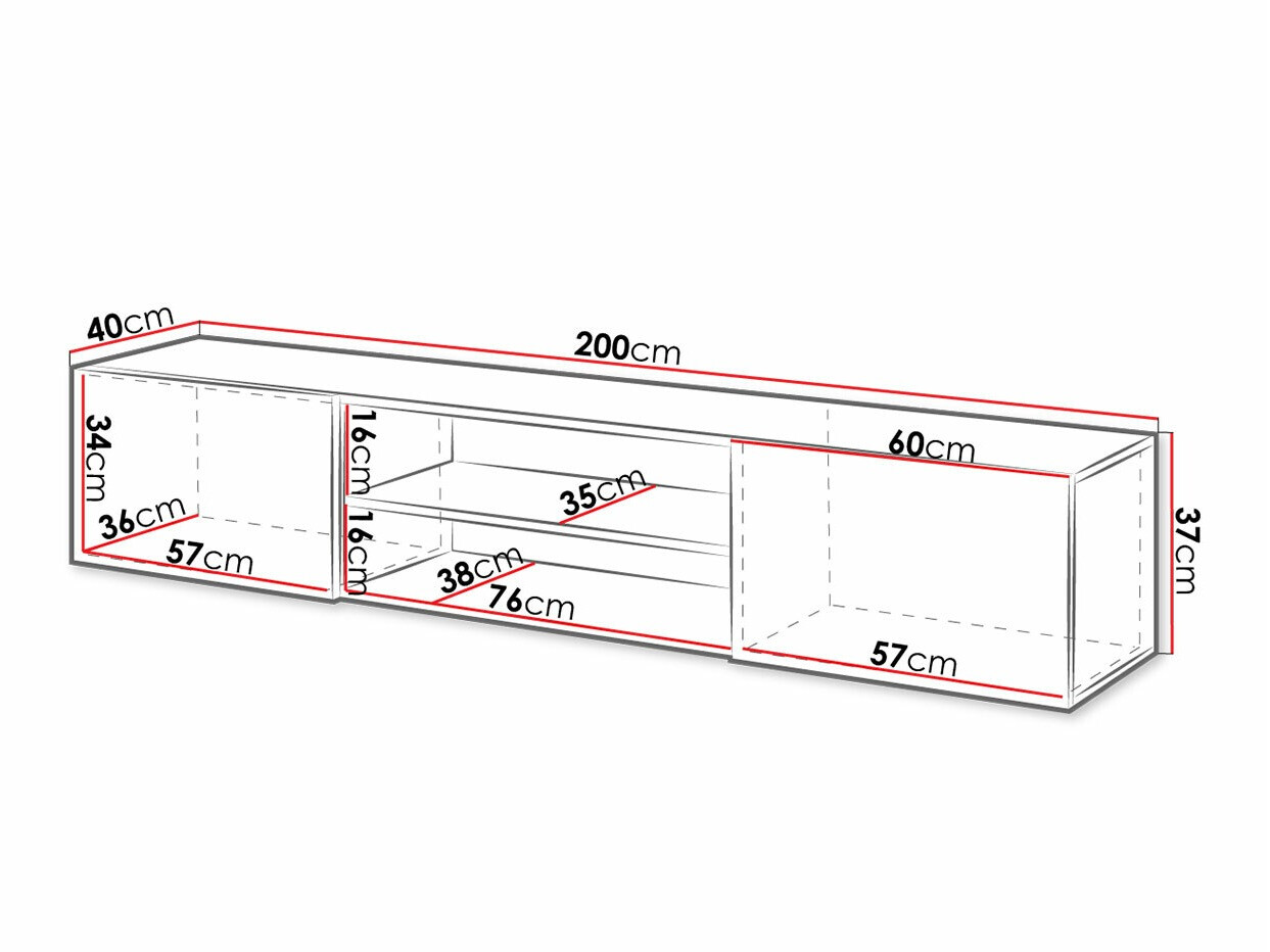 Comodă TV Imago II (Alb + Alb lucios)