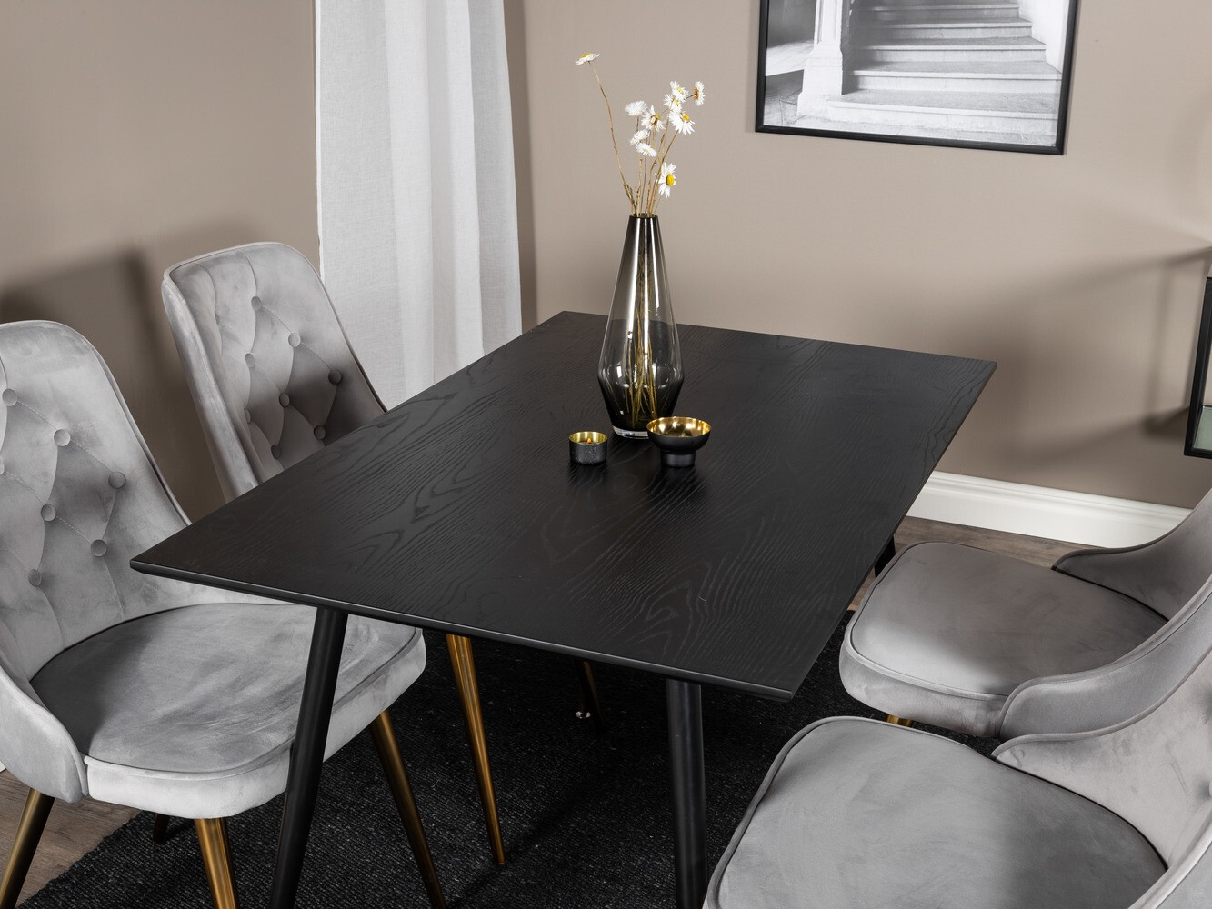Set de dining Dallas 1673 (Gri + auriu)