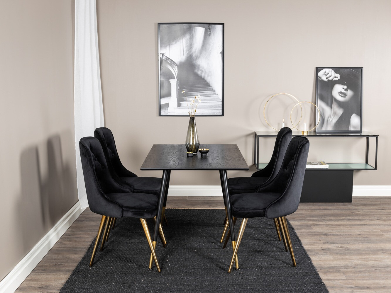 Set de mese Dallas 1673 (Negru + auriu)