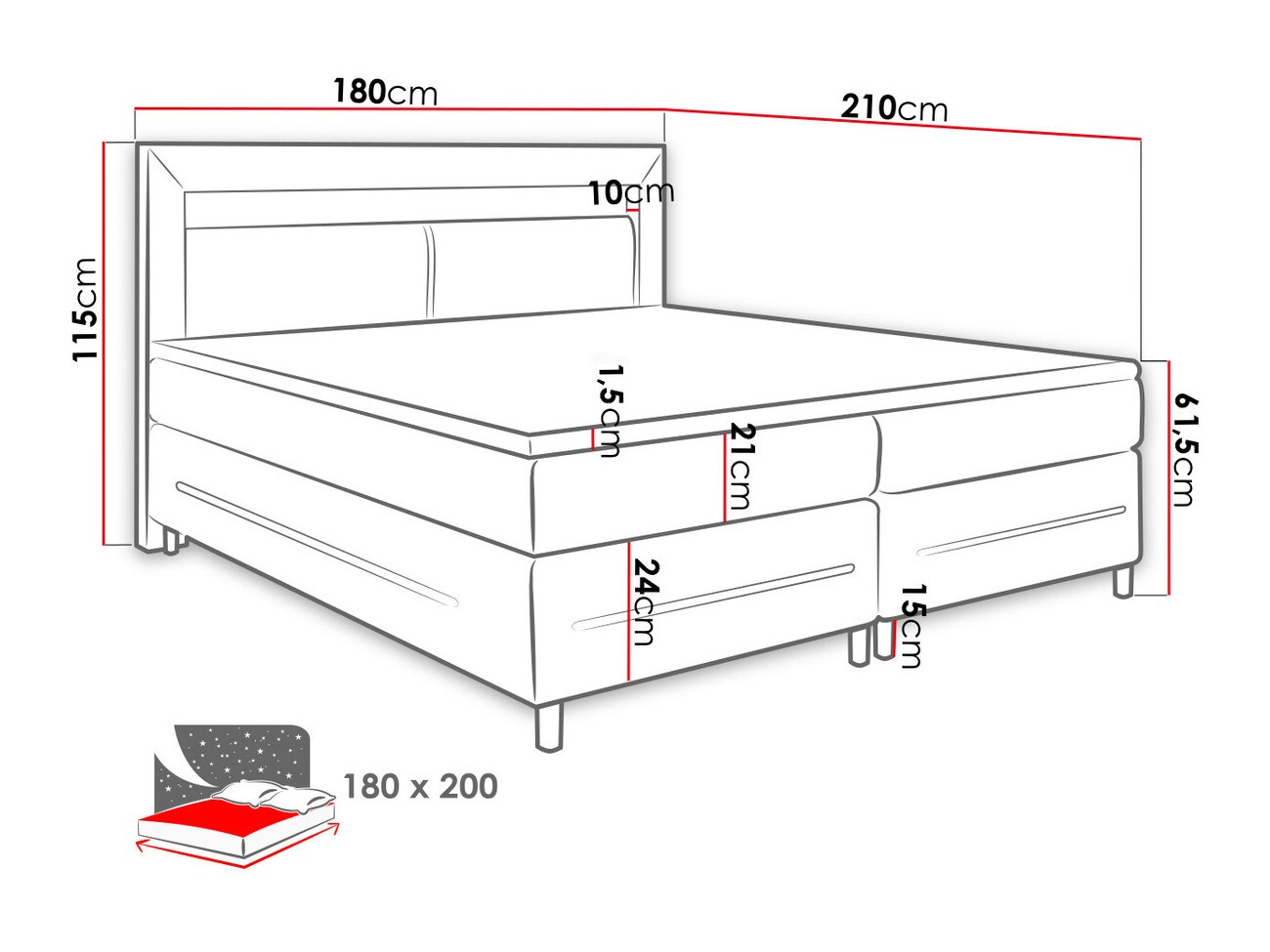 Pat boxspring Ros (Soft 010)