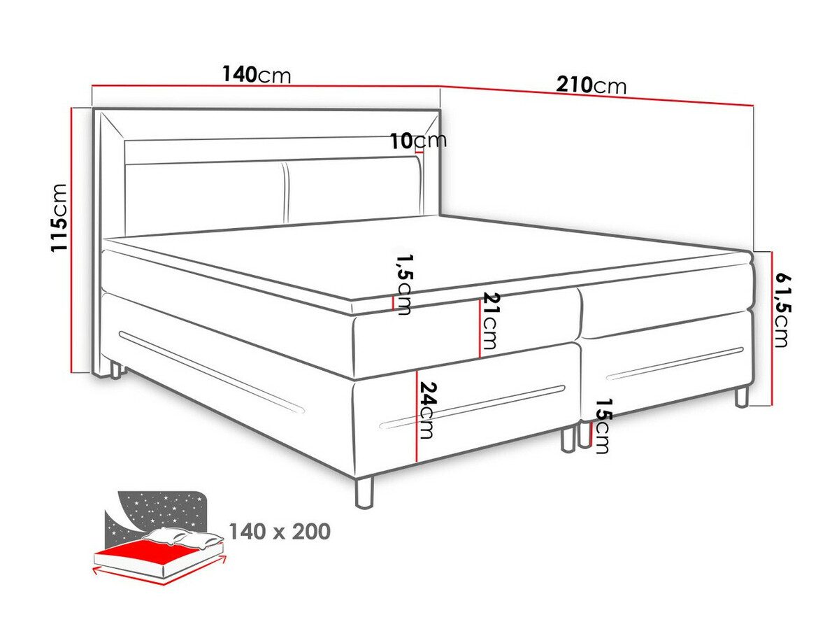 Pat boxspring Ros (Soft 100)