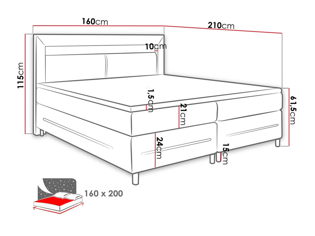 Pat boxspring Ros (Soft 100)
